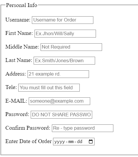 login form